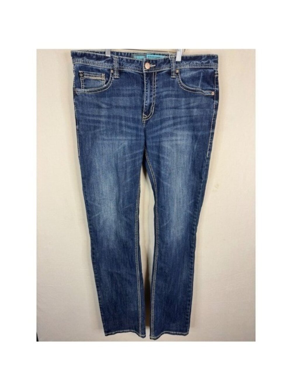 Rock and Roll Denim Revolver Straight Slim Leg Jeans Mens 38x32 Medium Wash